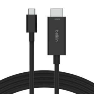 Belkin Connect High-Speed USB-C to HDMI 2.1 Cable with Ethernet 8K/Ultra HD Compatible 2 Meter Cable Silver Platted, Black